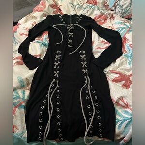 Akira black dress with silver ties